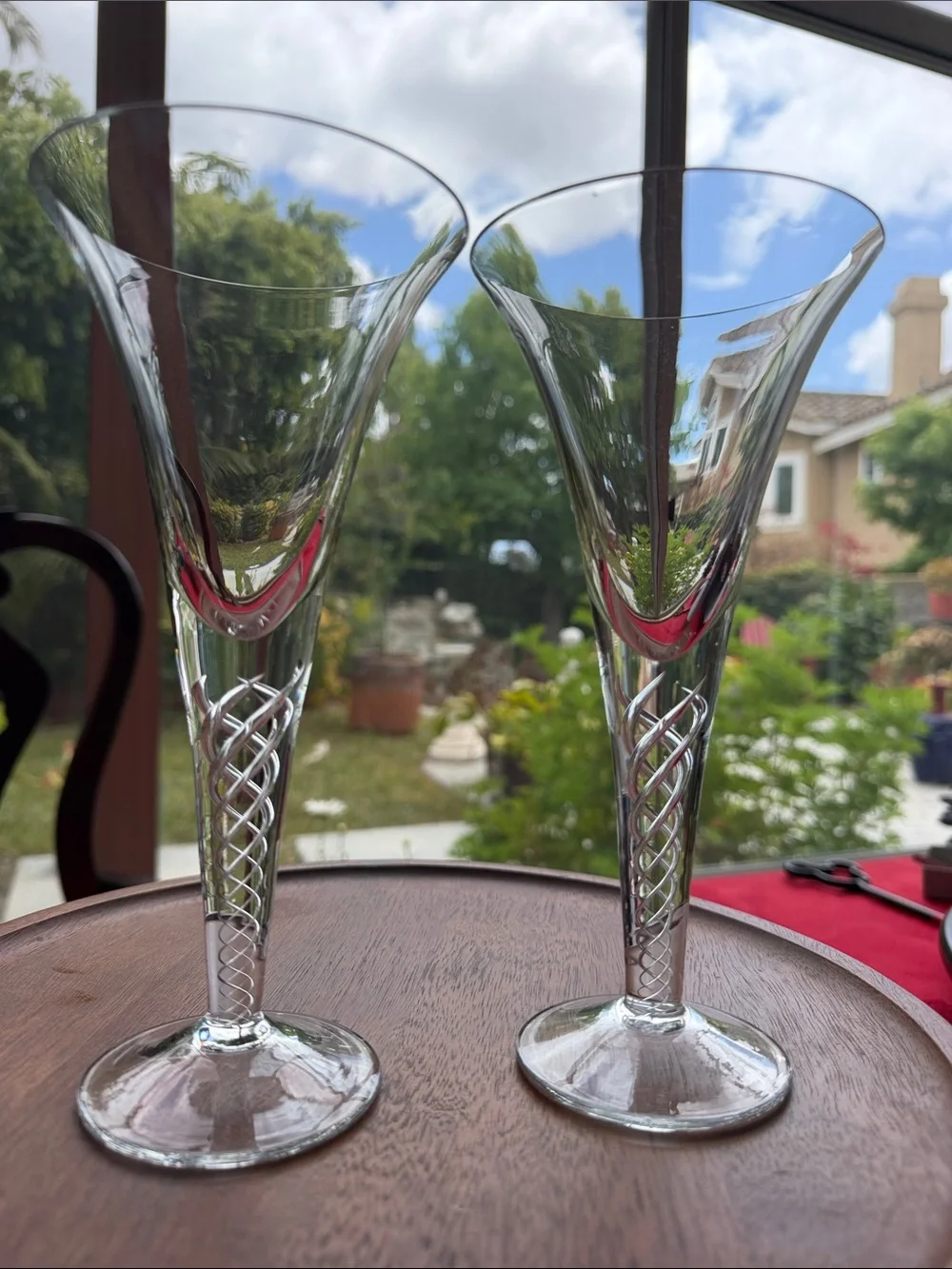 Set of Two vintage  air twist  Stem wine glass